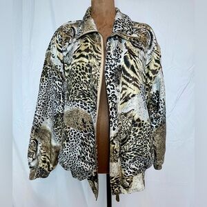 Fuda International silk Bomber Jacket Animal Print Size PS, Vintage Jacket